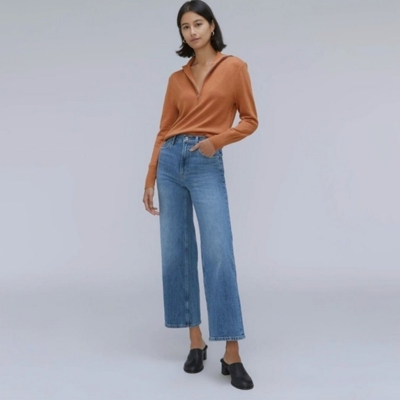 Everlane the luxe merino half zip sweater tawny brown XS NWT - Picture 3 of 9